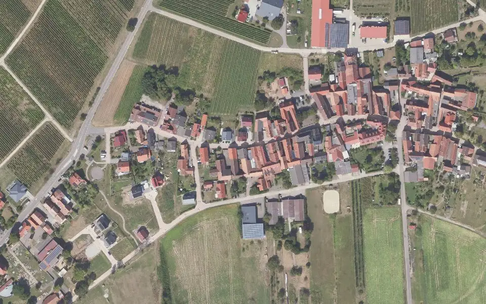 Luftbild der Umgebung von Weingut Brendel in Pleisweiler-Oberhofen