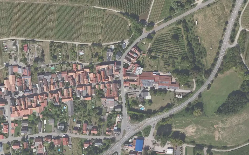 Luftbild der Umgebung von Weingut Fritz Walter in Niederhorbach