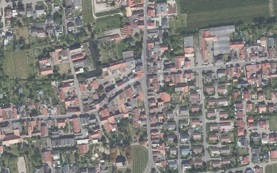Luftbild der Umgebung von Weingut Krebs in Friedelsheim