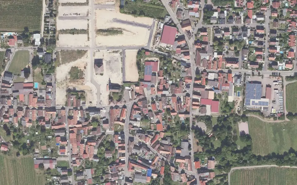 Luftbild der Umgebung von Weingut Lothar Kern in Böchingen