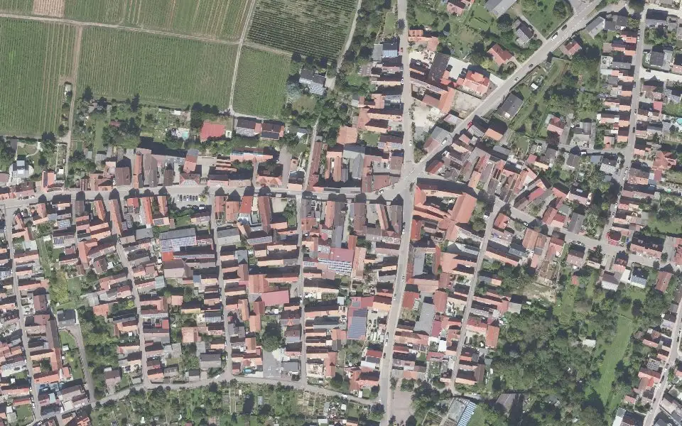 Luftbild der Umgebung von Weingut Schaurer in Insheim