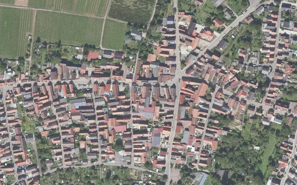 Luftbild der Umgebung von Weingut Schaurer in Insheim