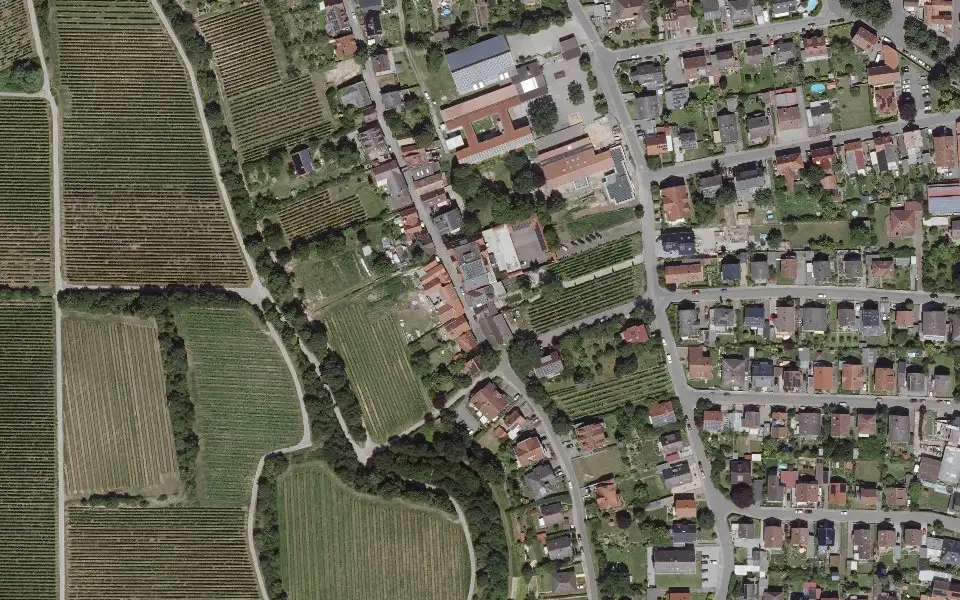 Luftbild der Umgebung von Weingut Zimmer in Guntersblum
